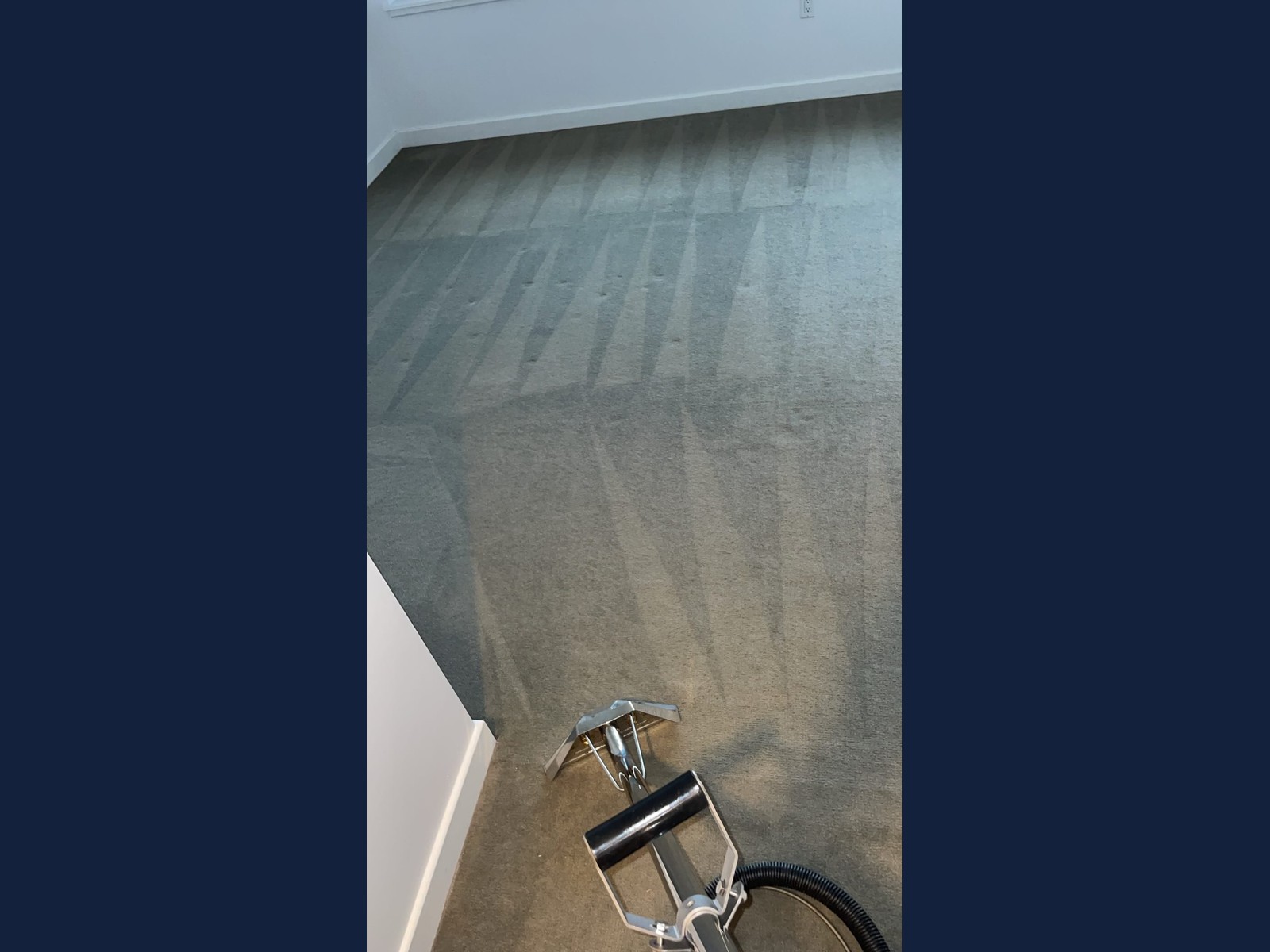 Freshly deep-cleaned carpet showing hot water extraction lines