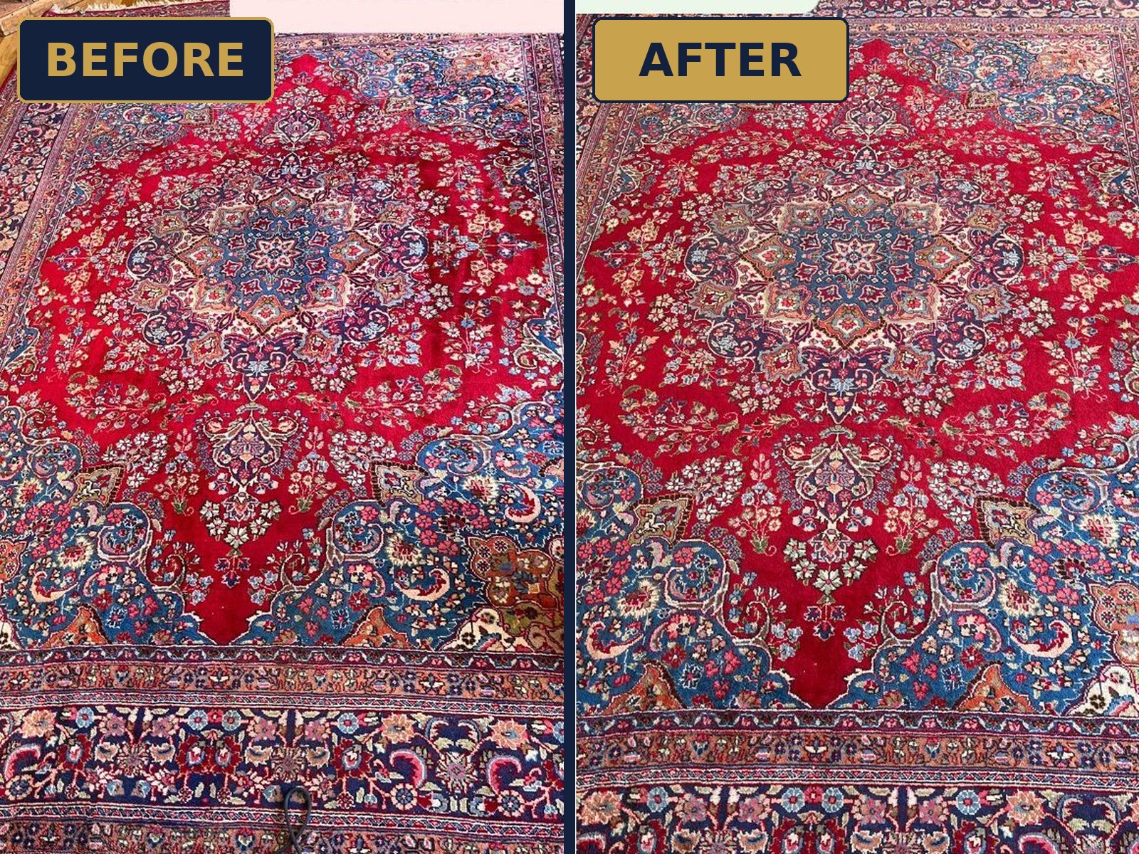 Before and after: Persian area rug deep cleaning