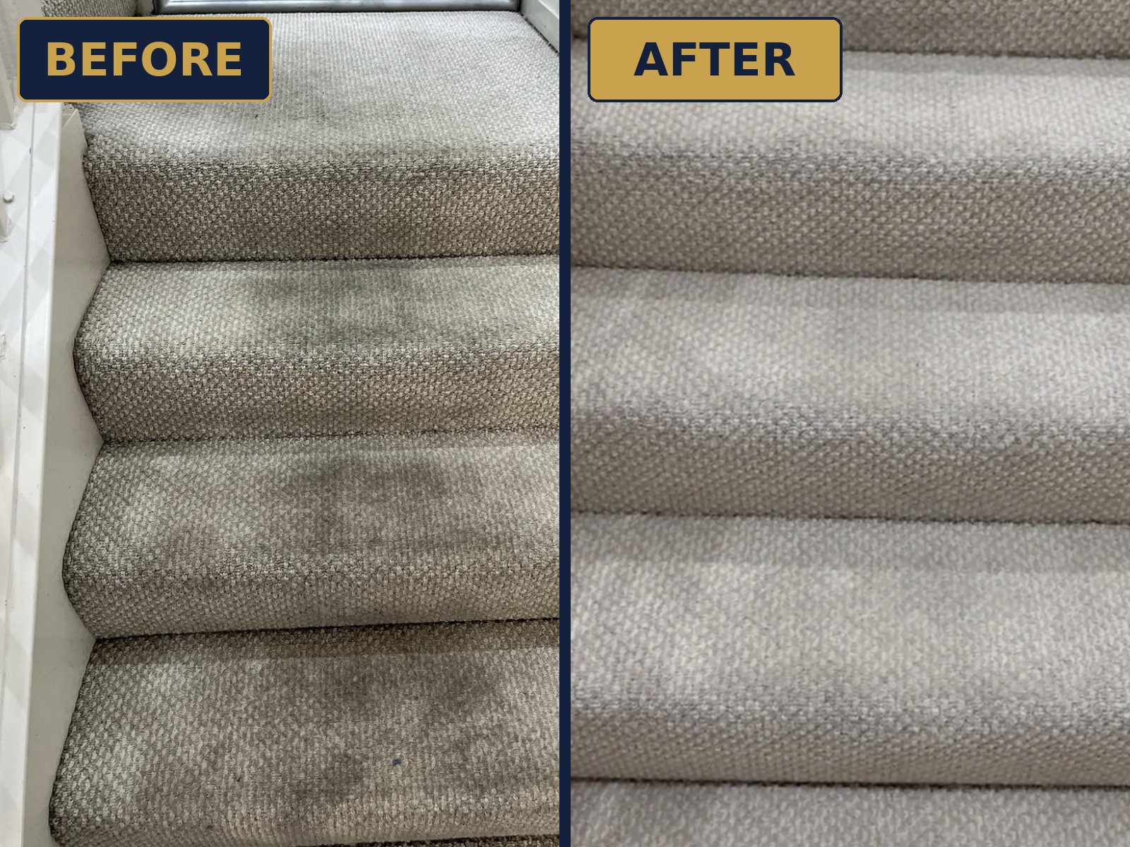 Before and after: carpeted stairs deep cleaning