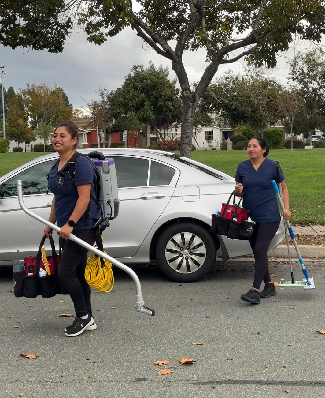 Royal Glow Cleaning team arriving with supplies